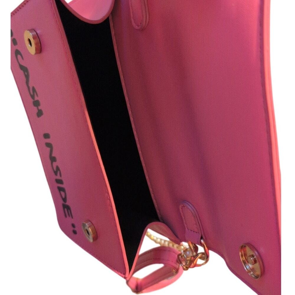 Hot Pink Crossbody Purse Cash Inside New Never Used - Picture 5 of 5